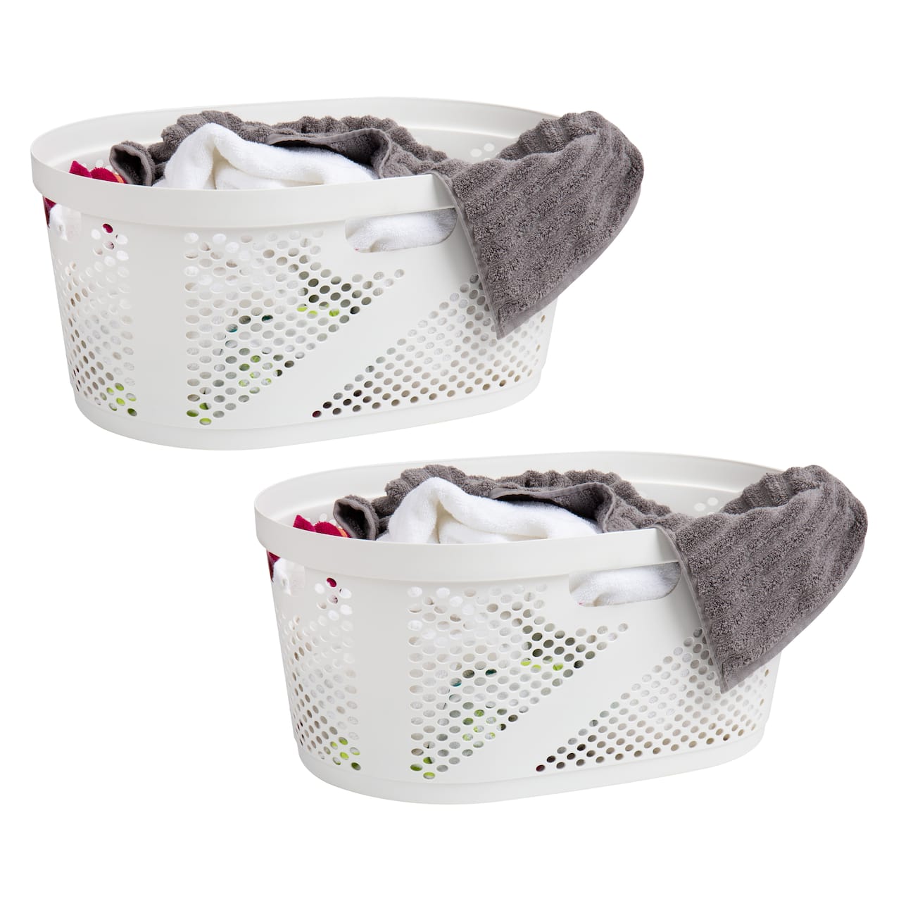 Mind Reader 40L Ventilated Laundry Basket with Cut Out Handles, 2ct.